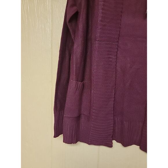 Ambiance Apparel Sweater Cardigan Burgundy with Pockets Size Large - Picture 3 of 5